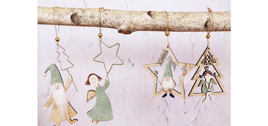 new Christmas decorations stars and Santa and angel