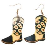 Sunflower Boots Earrings Black & Yellow 