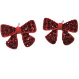 Bow Stud Earrings Red 