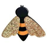 Iris Glitter Bee Brooch Yellow 