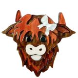 Iris Highland Cow Brooch Brown 