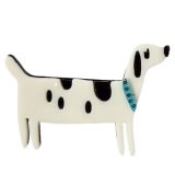 Iris Spotty Dog Brooch White 