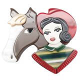 Iris Horsey Girl Brooch Red 