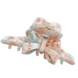 Marble Bow Claw Clip Pink 