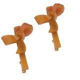 Tortoiseshell Bow Hair Clip Orange (S/2)