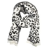 Sabina Leopard Scarf White & Black 