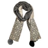 Sale Issie Geo Scarf Charcoal  Grey 