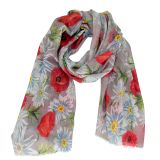 Carmen Floral Scarf Grey 