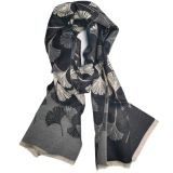 Gingko Leaf Scarf Black 