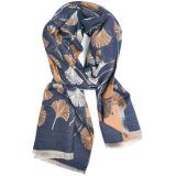 Gingko Leaf Scarf Blue 