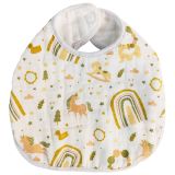 Sale Unicorn Muslin Bib Pink Mustard 24x