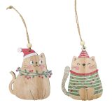 Leo Cat Hanging Decorations Red & Green 