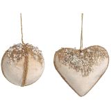 Glitter Beaded Velvet Bauble & Heart Han