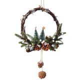 Elegant Woodland Tree Scene Wreath Green