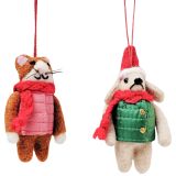 Cat & Dog Wearing Jacket Hanging Decorat