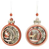 Santa & Reindeer Scene in Moon Hanging B