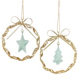 Curly Glitter Wreath with Tree & Star Ha