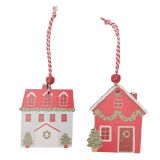 Snowy House Hanging decorations Red & Gr