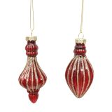 Bulb & Drop Glass Baubles Red 11cm (2 As