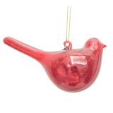 Bird Glass Bauble Red 11cm 