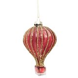 Hot Air Ballon Glass Bauble Red 9cm 