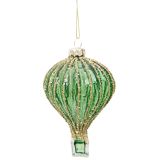 Hot Air Ballon Glass Bauble Green 9cm 