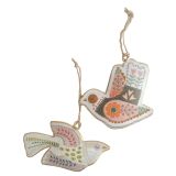 Cute Birds Metal Hanging Decoration Grey