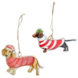 Christmas Sausage Dogs Metal Hanging Dec