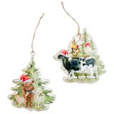 Farm Christmas Scene Metal Hanging Decor