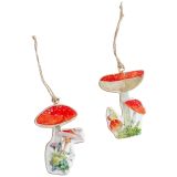 Toadstools Metal Hanging Decoration Red 