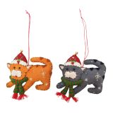 Playful Christmas Cats Fabric Hanging De