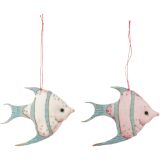 Fish Fabric Hanging Decoration Pink & Gr