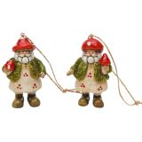 Toadstool Santa Resin Hanging Red & Gree