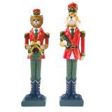 Cat & Dog Nutcracker Resin Standing Red 