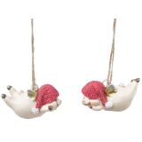 Flying Pig Resin Hanging Red, Cream & Go