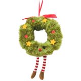 Fluffy Wreath Hanging Decoration Green 1