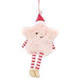 Fluffy Star Hanging Decoration Pink 19cm