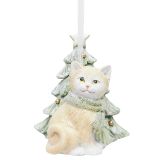 Cat with tree Resin Hanging Natural & Sa