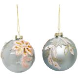 Floral Applique Baubles Sage 8cm (2 Asst