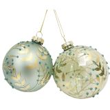 Floral Baubles Sage & Blue 8cm (2 Asst)