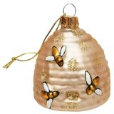 Beehive Glass Decoration Gold 8cm 