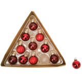 Glass Baubles 11pc Box Set Red 3cm 