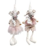 Boy & Girl Mice Hanging Decoration Pink 