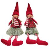 Winter Girl & Boy Sitting Decoration Red