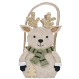 Felt Reindeer with Scarf Bag Bisque 18cm