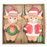 Highland Cow Hanging Decorations Red & B