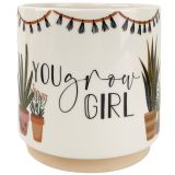 Sale You Grow Girl Pun Planter Beige Gre