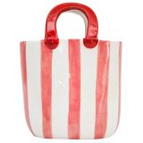 Stripe Handbag Vase Pink 23cm 