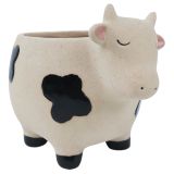 Cow Planter Sand  Black Med 14cm 