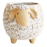 Sheep Planter White & Sand Sm 12cm 